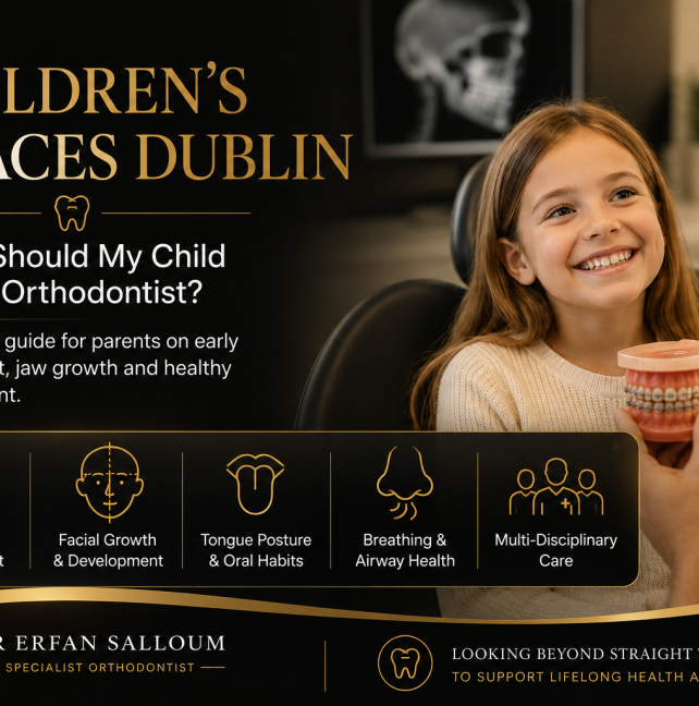 Smiling child during an orthodontic consultation with Dr Erfan Salloum, Specialist Orthodontist in Dublin, discussing children's braces, jaw growth and early orthodontic assessment.
